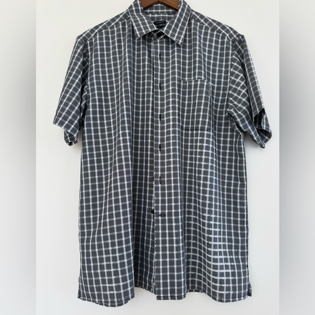 Joseph  Feiss Black And White Plaid Mens Shirt